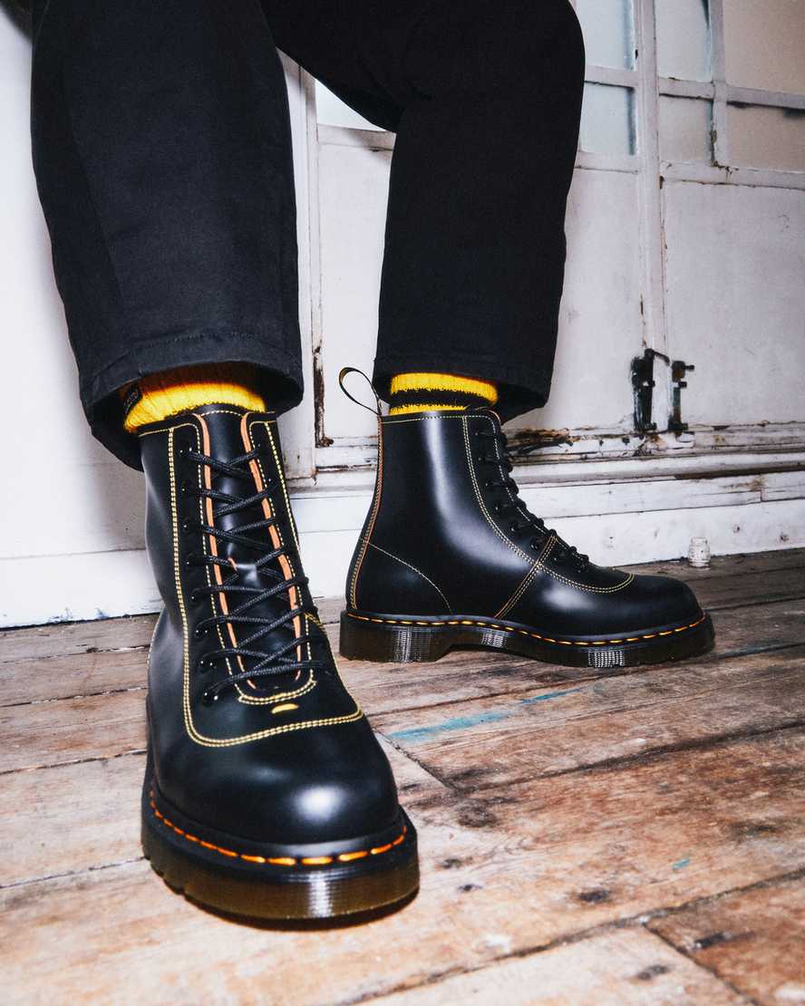 svarta dr martens pharamond vintage smooth damstövlar