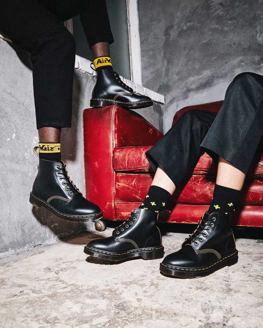 svarta dr martens 101 vintage smooth damstövlar