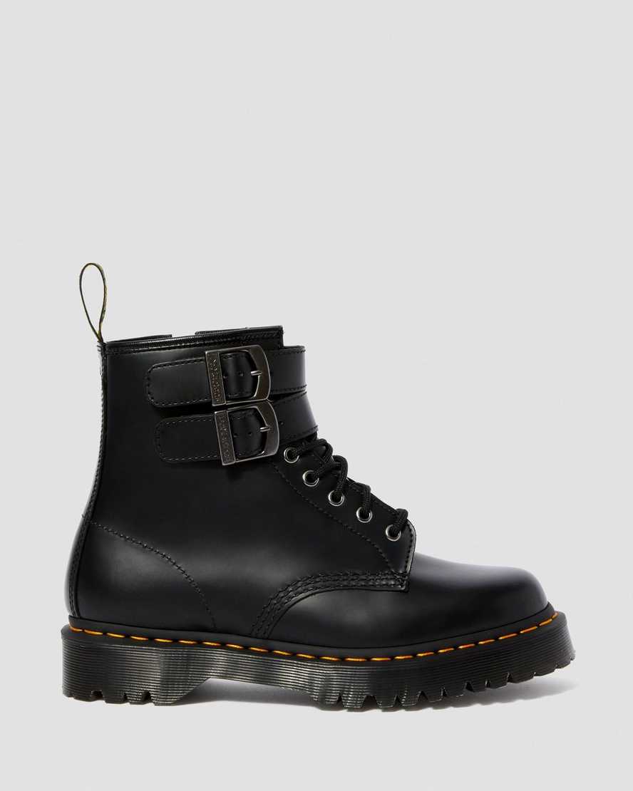 svarta dr martens 1460 smooth damstövlar med spänne