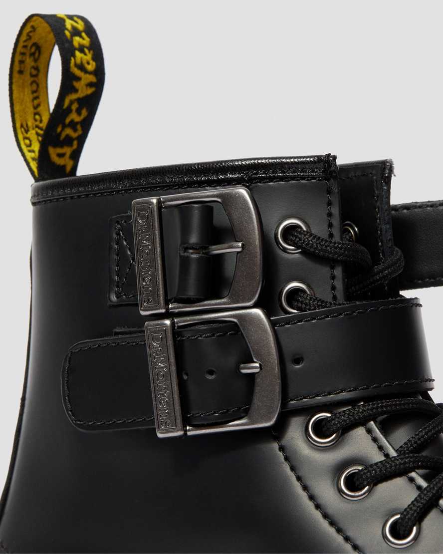 svarta dr martens 1460 smooth damstövlar med spänne