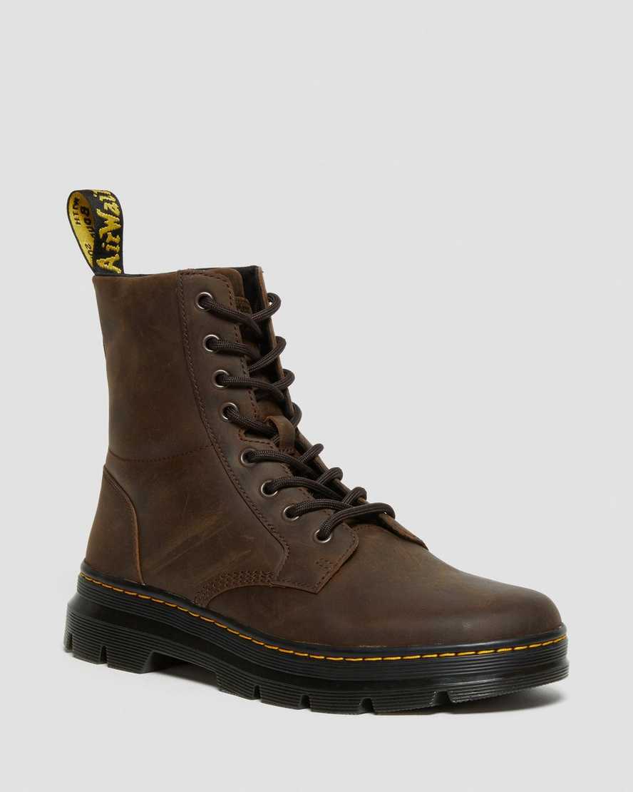 bruna dr martens combs crazy horse damstövlar