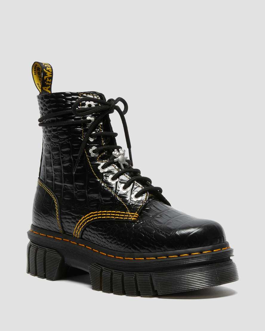 svarta dr martens audrick heaven by mj croc damstövlar