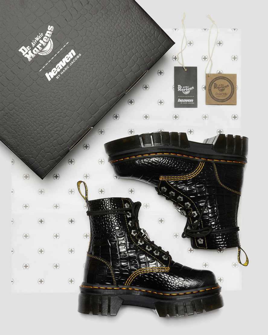 svarta dr martens audrick heaven by mj croc damstövlar