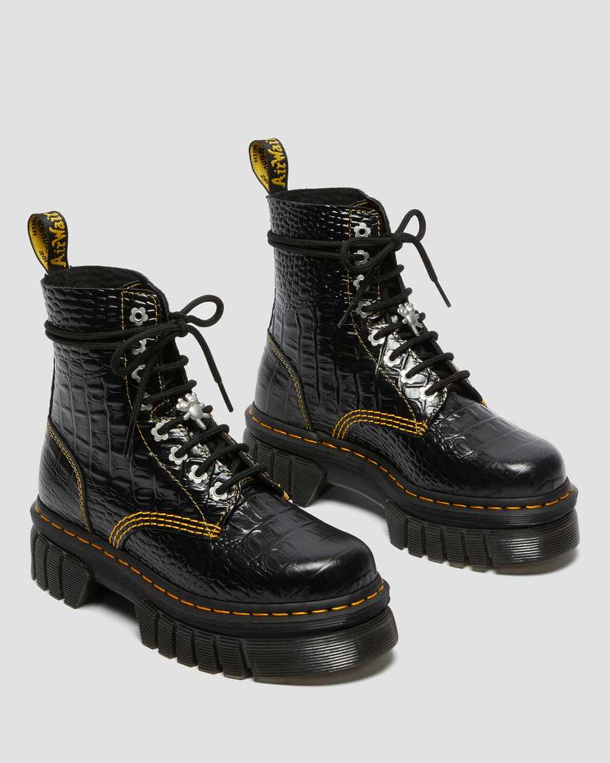 svarta dr martens audrick heaven by mj croc damstövlar