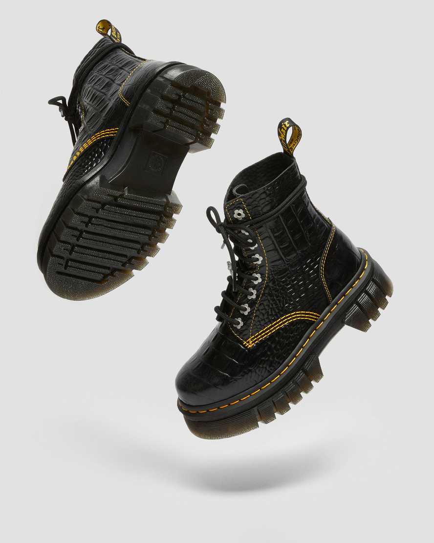 svarta dr martens audrick heaven by mj croc damstövlar