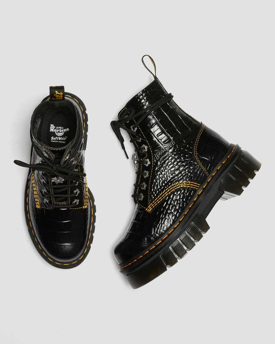 svarta dr martens audrick heaven by mj croc damstövlar