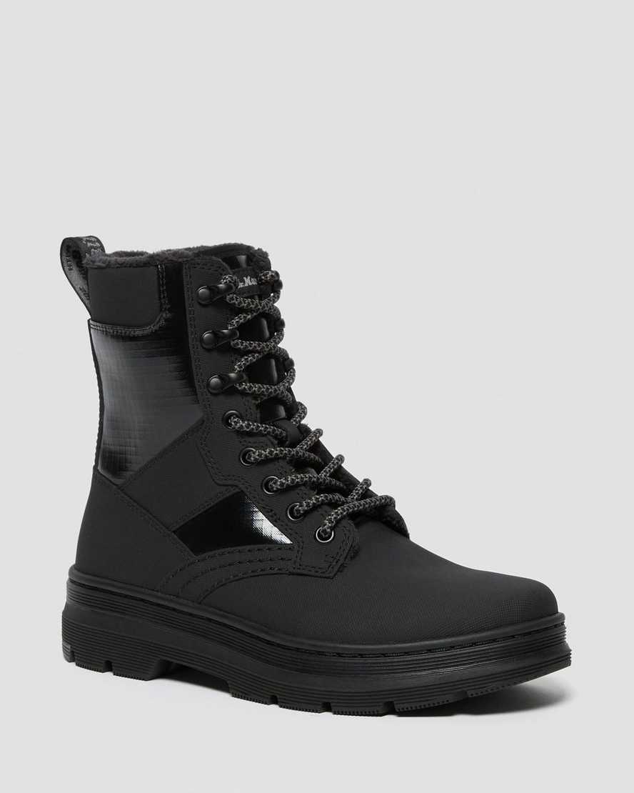 svarta dr martens iowa fuskpäls dam casual stövlar