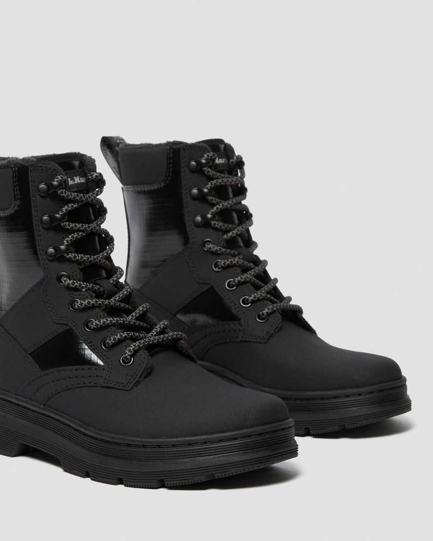 svarta dr martens iowa fuskpäls dam casual stövlar