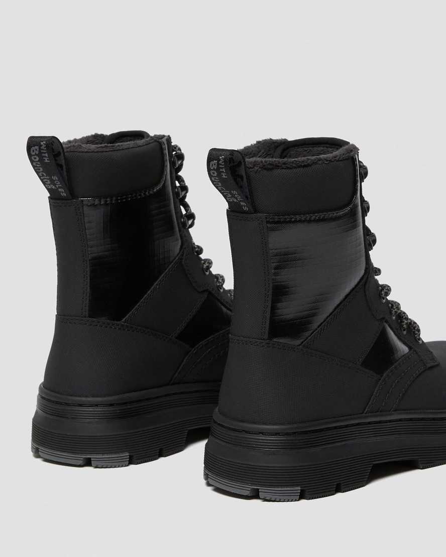 svarta dr martens iowa fuskpäls dam casual stövlar