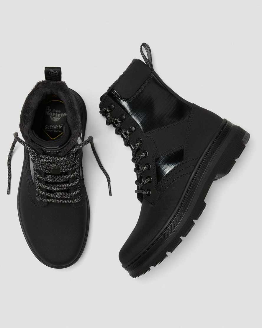svarta dr martens iowa fuskpäls dam casual stövlar