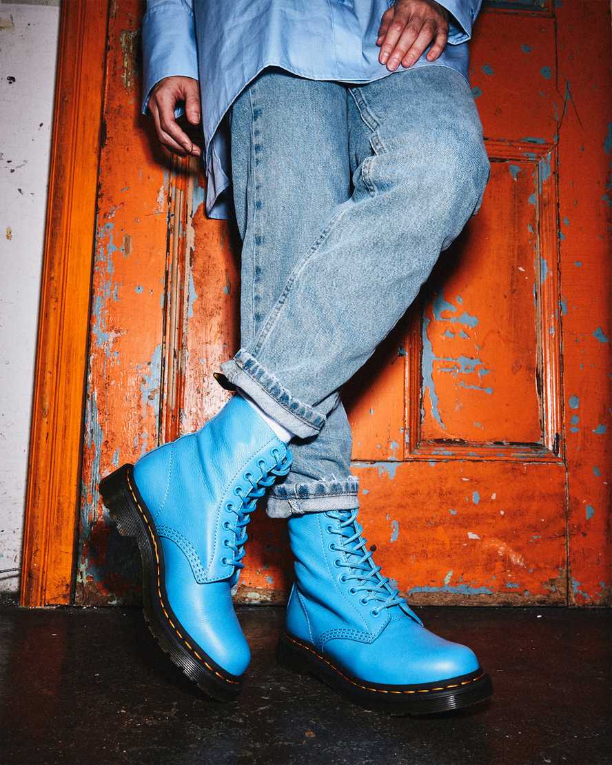 blå dr martens 1460 pascal virginia damstövlar