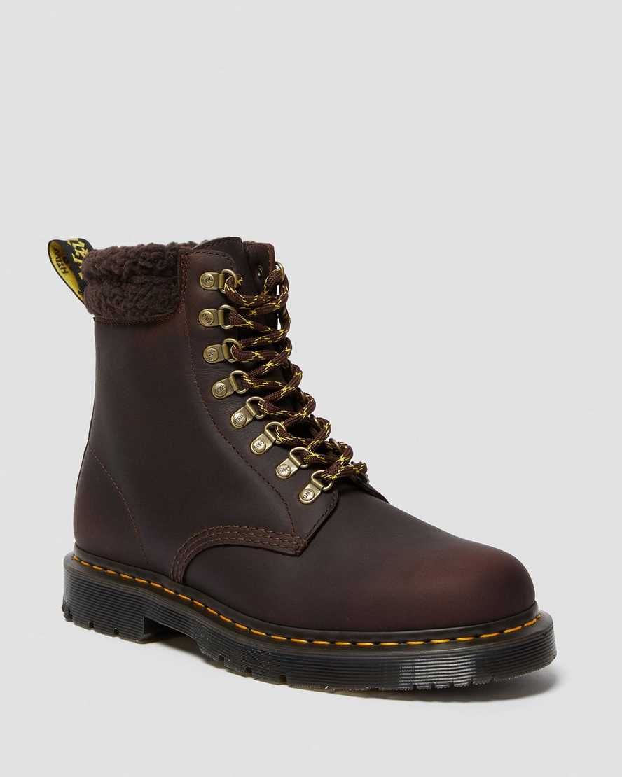 mörkbruna dr martens 1460 dms wintergrip fleece damstövlar
