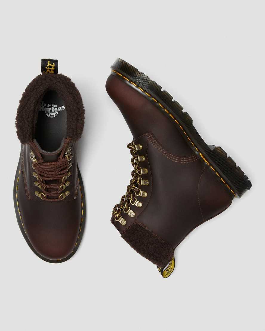 mörkbruna dr martens 1460 dms wintergrip fleece damstövlar