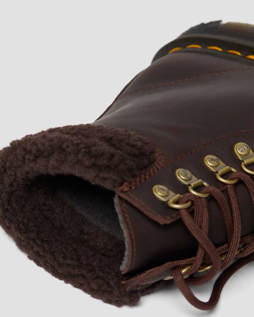 mörkbruna dr martens 1460 dms wintergrip fleece damstövlar
