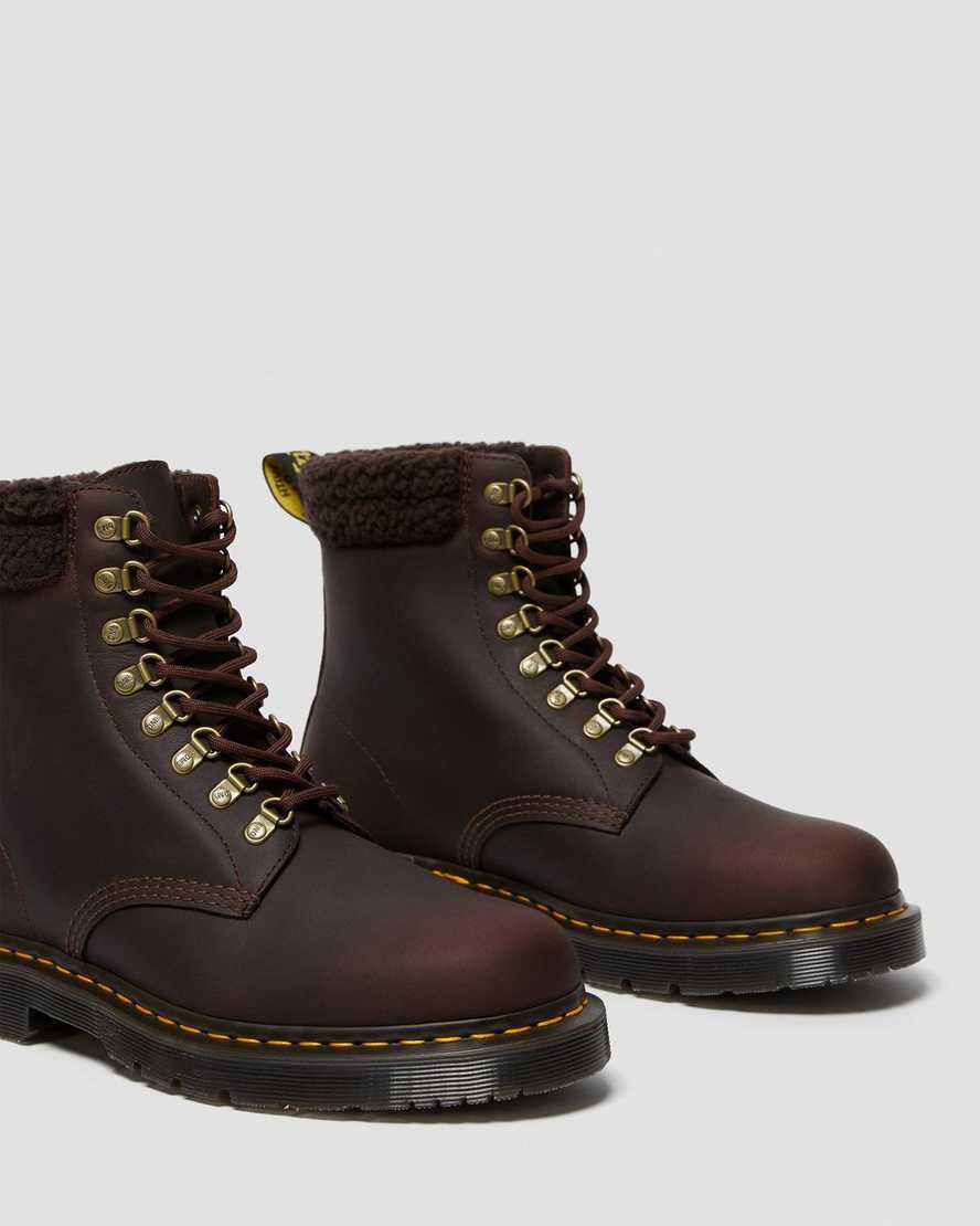 mörkbruna dr martens 1460 dms wintergrip fleece damstövlar