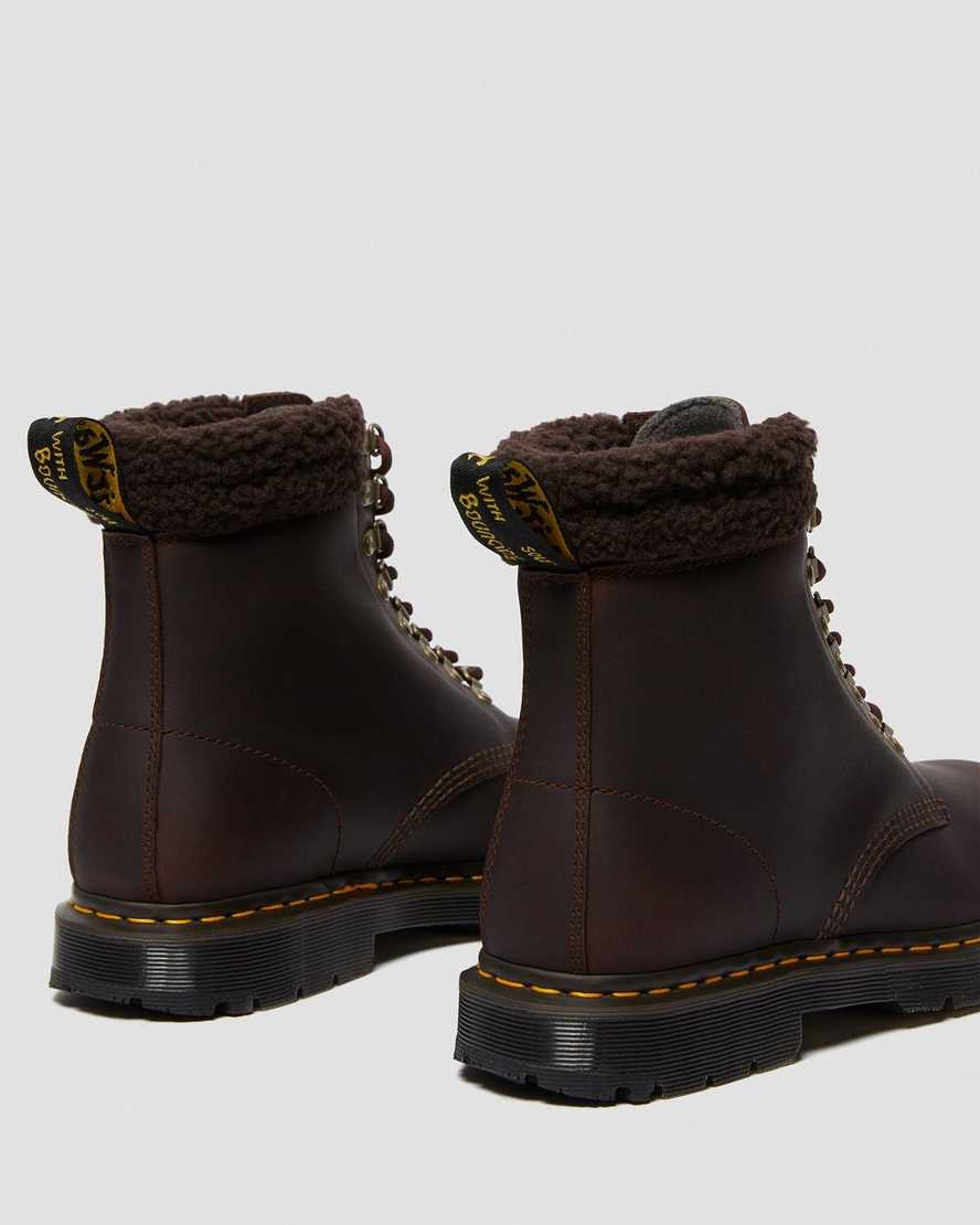 mörkbruna dr martens 1460 dms wintergrip fleece damstövlar