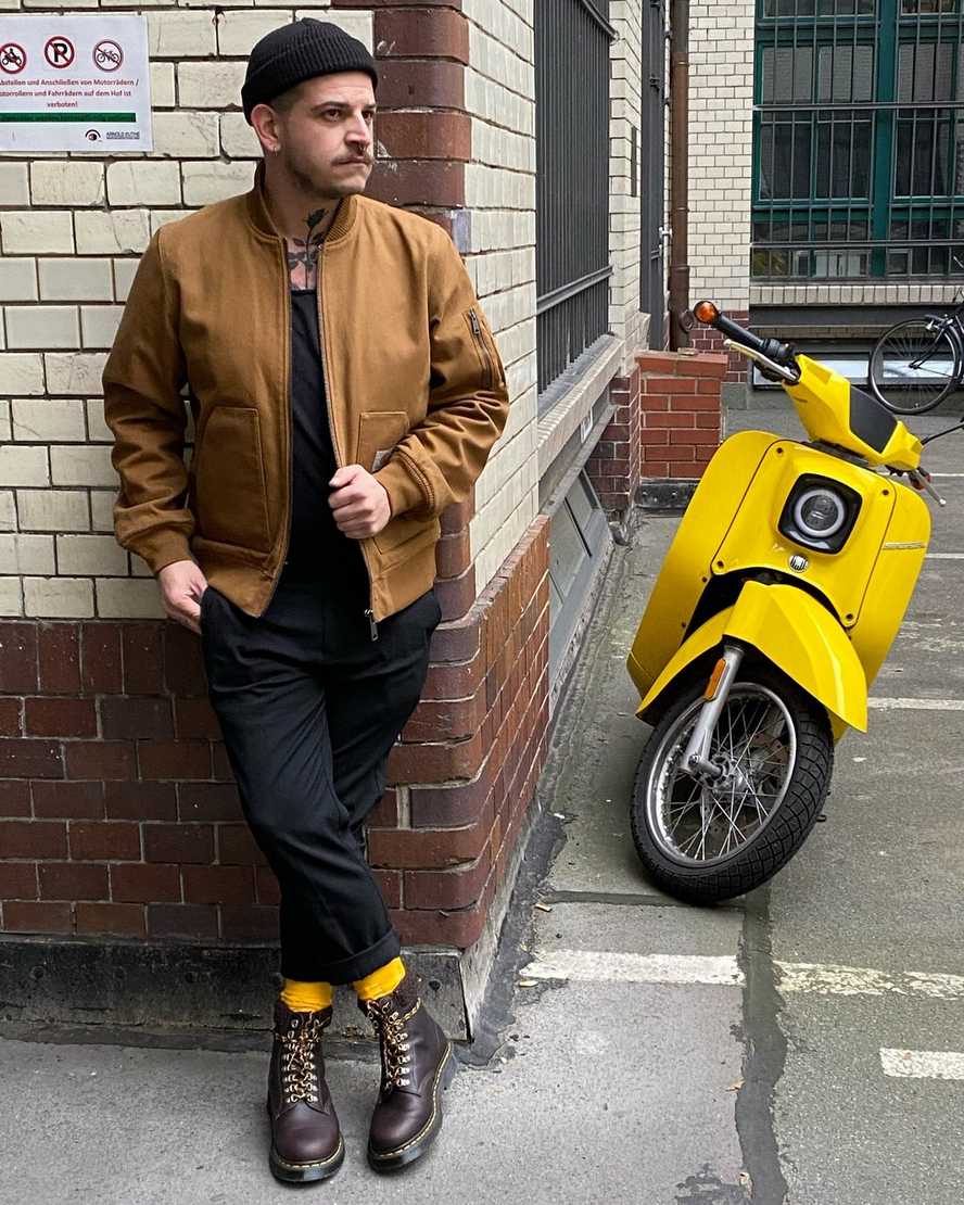 mörkbruna dr martens 1460 dms wintergrip fleece damstövlar