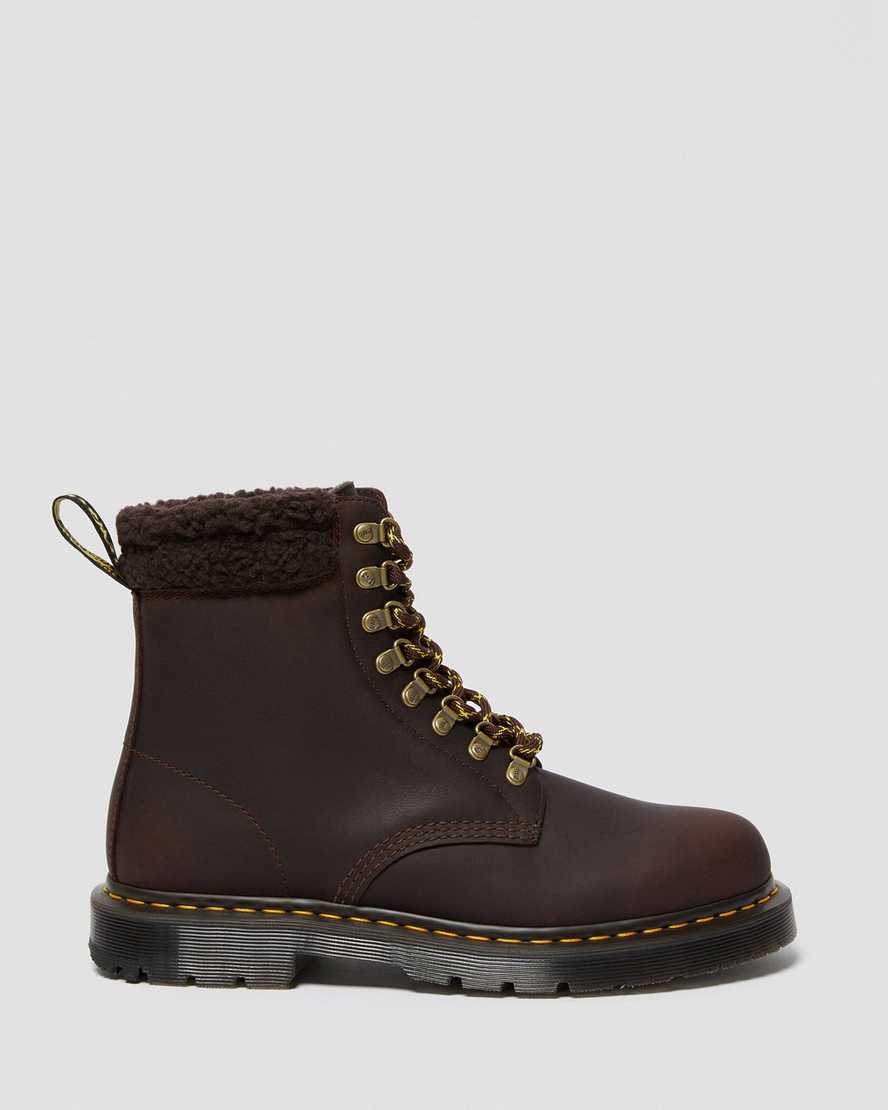 mörkbruna dr martens 1460 dms wintergrip fleece damstövlar