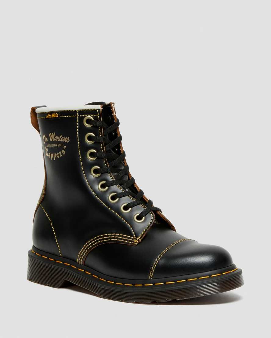 svarta dr martens capper vintage smooth damstövlar