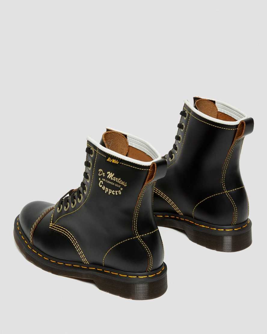 svarta dr martens capper vintage smooth damstövlar