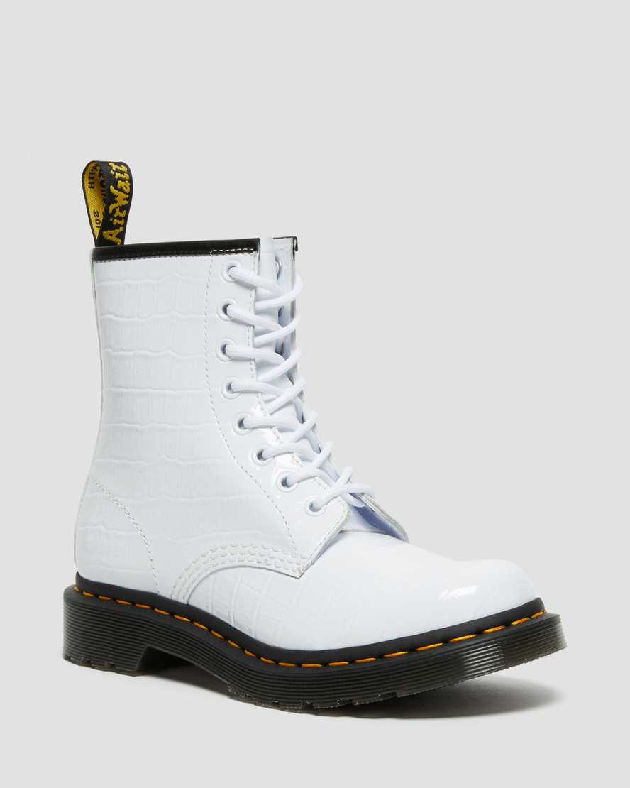 vita dr martens 1460 patent croc emboss damstövlar