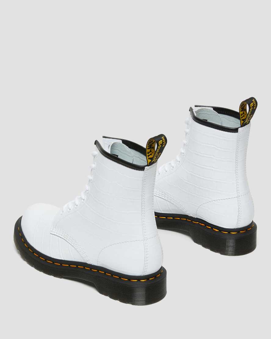 vita dr martens 1460 patent croc emboss damstövlar