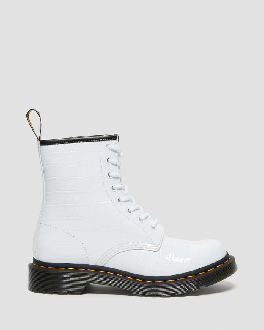 vita dr martens 1460 patent croc emboss damstövlar