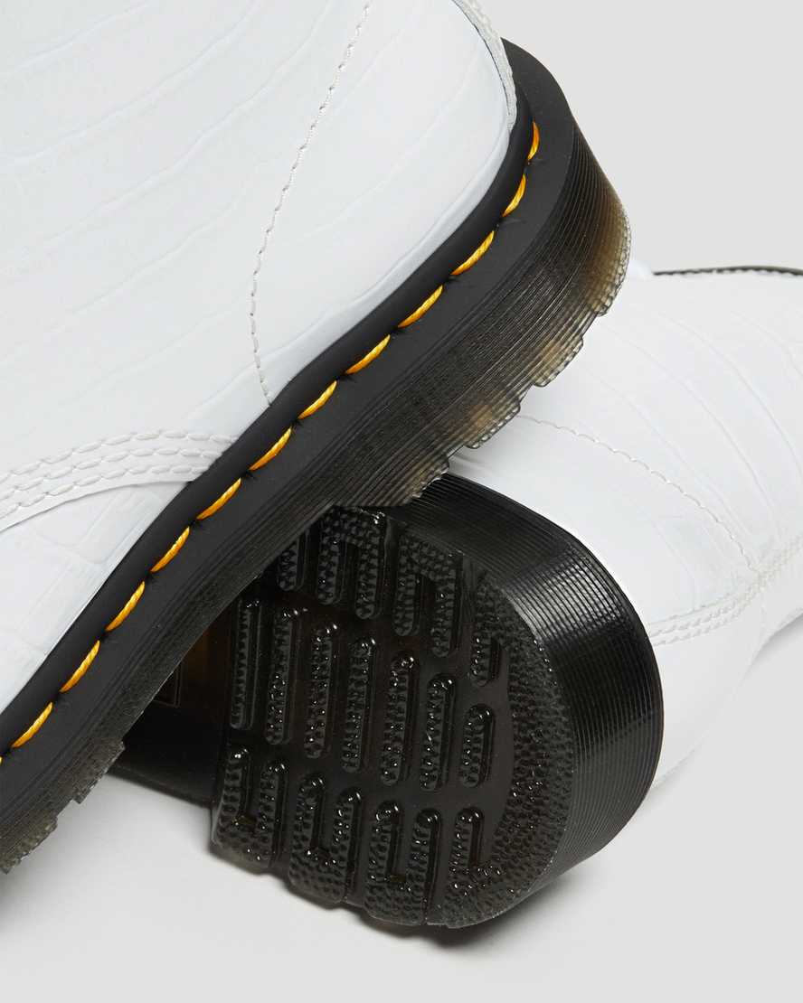 vita dr martens 1460 patent croc emboss damstövlar