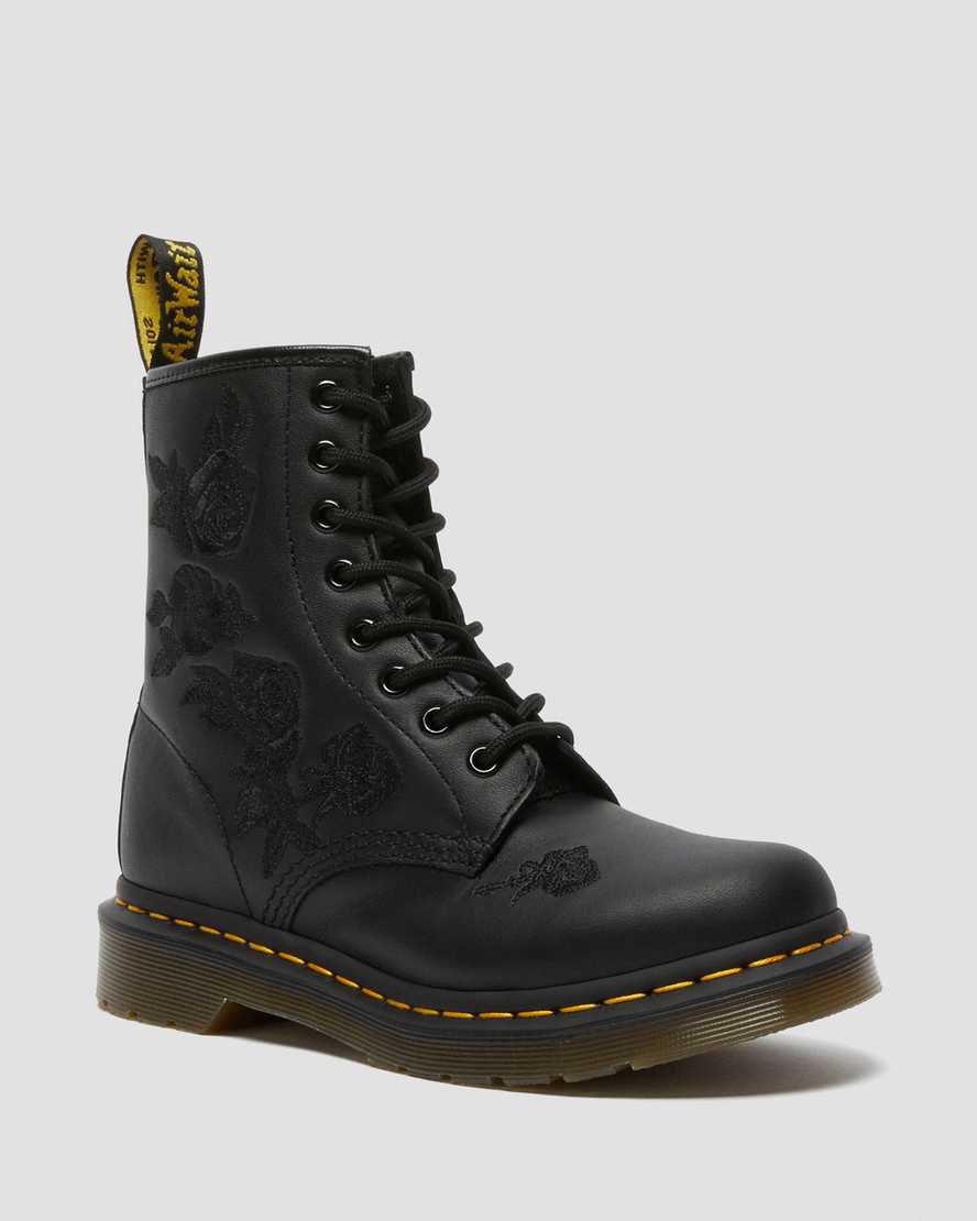 dr martens 1460 vonda mono floral dam stövlar svarta