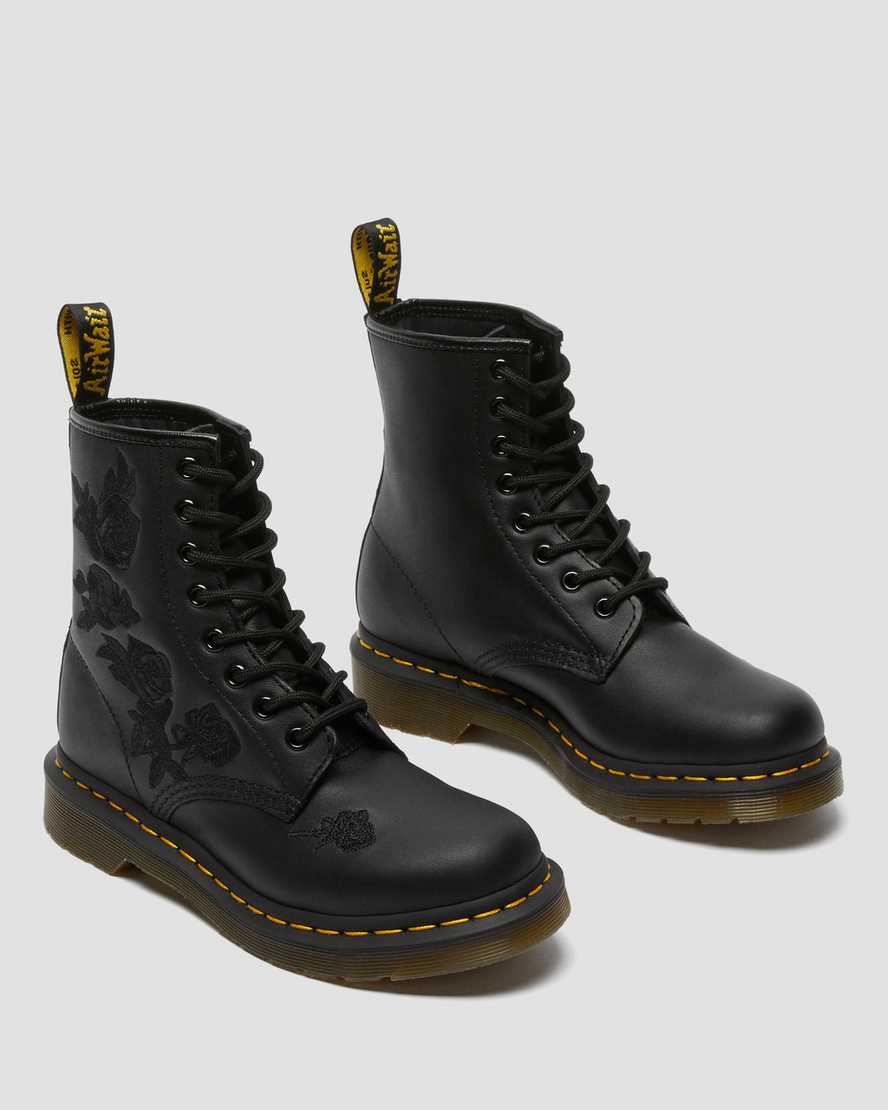 dr martens 1460 vonda mono floral dam stövlar svarta