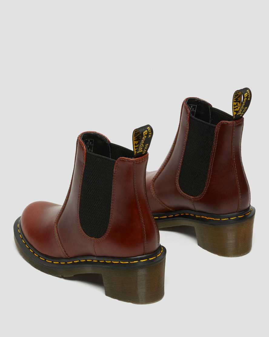 bruna dr martens cadence chelsea-stövlar med klack för kvinnor