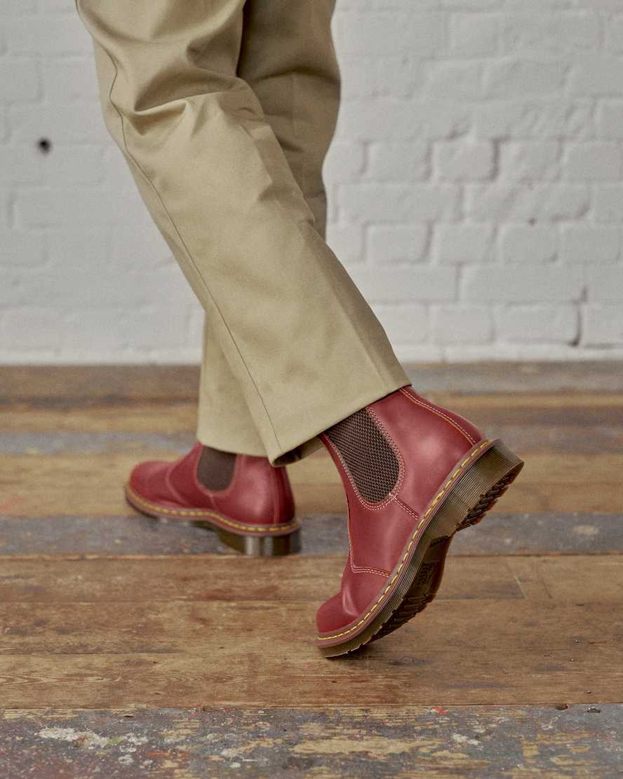 röda dr martens 2976 vintage made in england dam chelsea stövlar