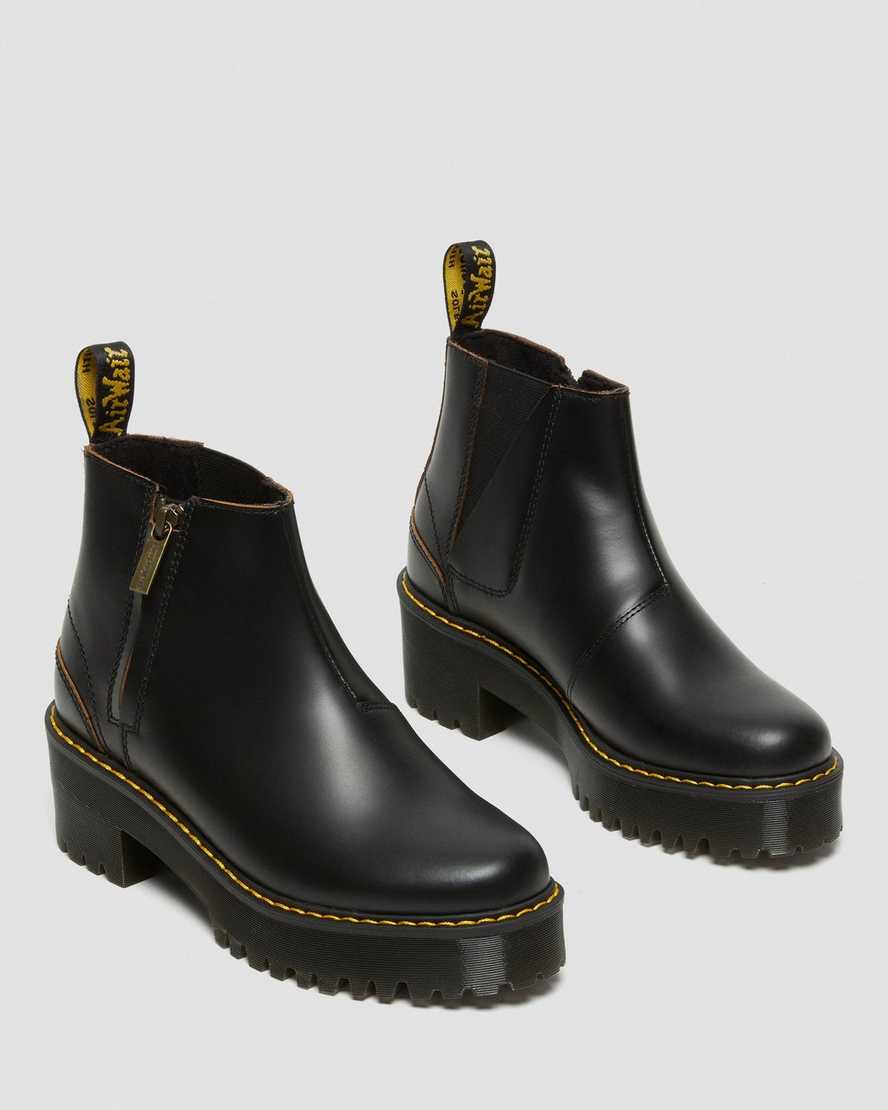 svarta dr martens rometty ii vintage smooth chelsea-stövlar för kvinnor
