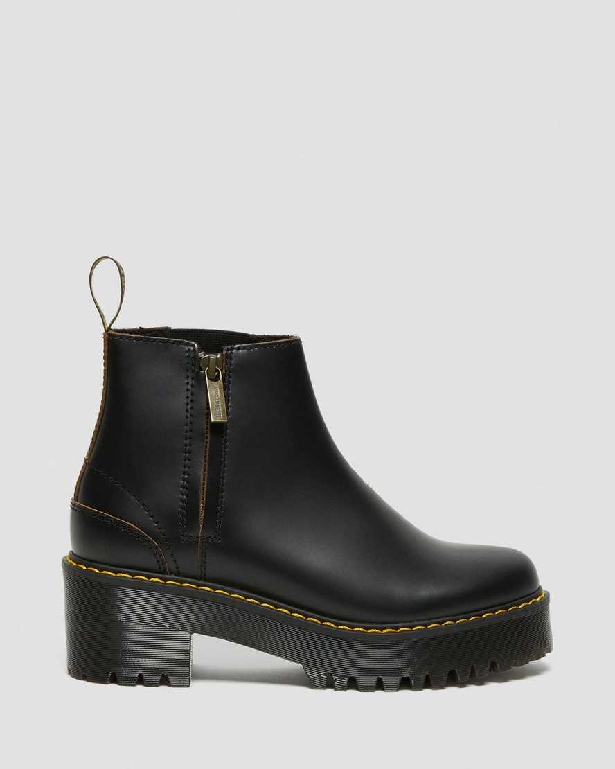 svarta dr martens rometty ii vintage smooth chelsea-stövlar för kvinnor