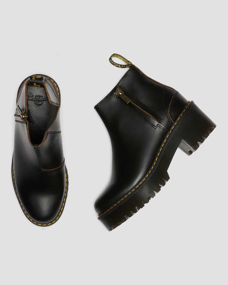svarta dr martens rometty ii vintage smooth chelsea-stövlar för kvinnor