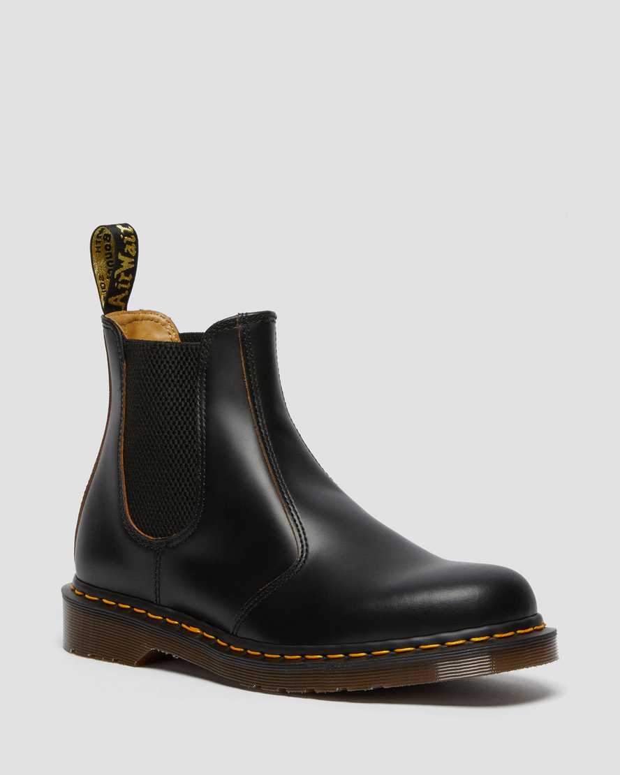 svarta dr martens 2976 vintage made in england chelsea-stövlar för kvinnor