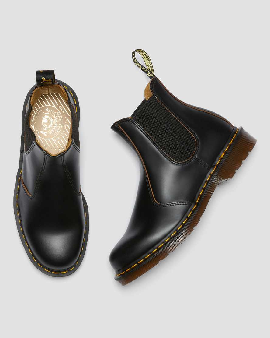 svarta dr martens 2976 vintage made in england chelsea-stövlar för kvinnor