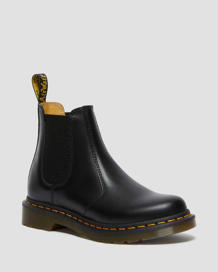 svarta dr martens 2976 smooth chelsea-stövlar för kvinnor