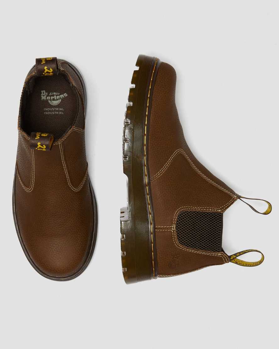 bruna dr martens hardie work chelsea-stövlar för kvinnor