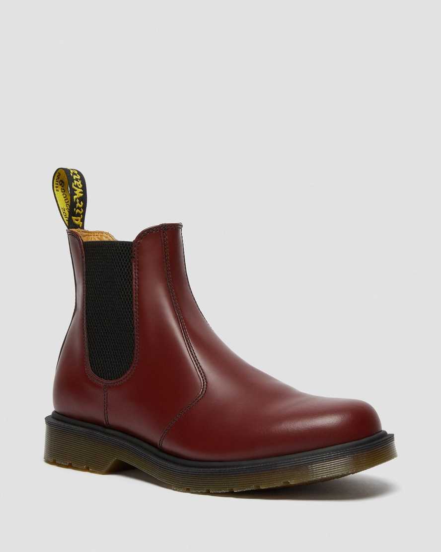 röda dr martens 2976 smooth chelsea-stövlar för kvinnor