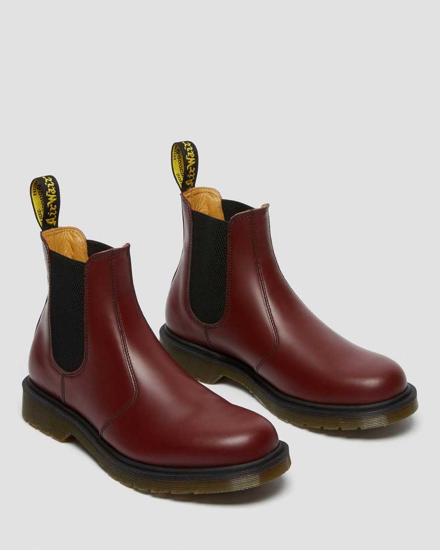 röda dr martens 2976 smooth chelsea-stövlar för kvinnor