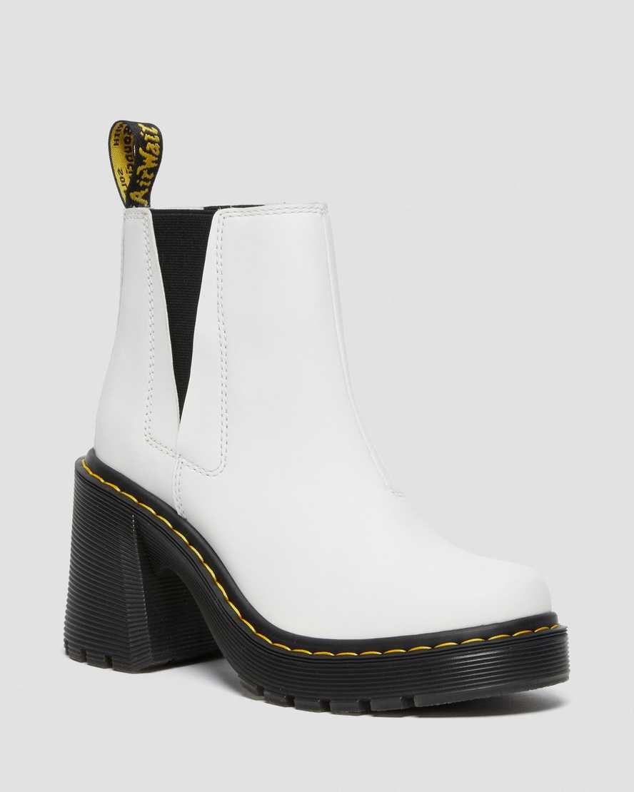 vita dr martens spence flared heel chelsea stövlar för dam