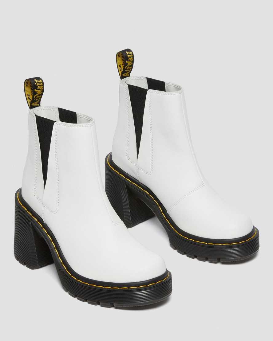 vita dr martens spence flared heel chelsea stövlar för dam