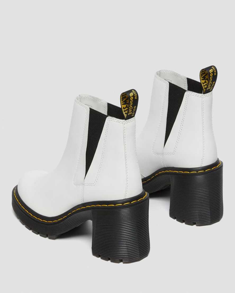 vita dr martens spence flared heel chelsea stövlar för dam