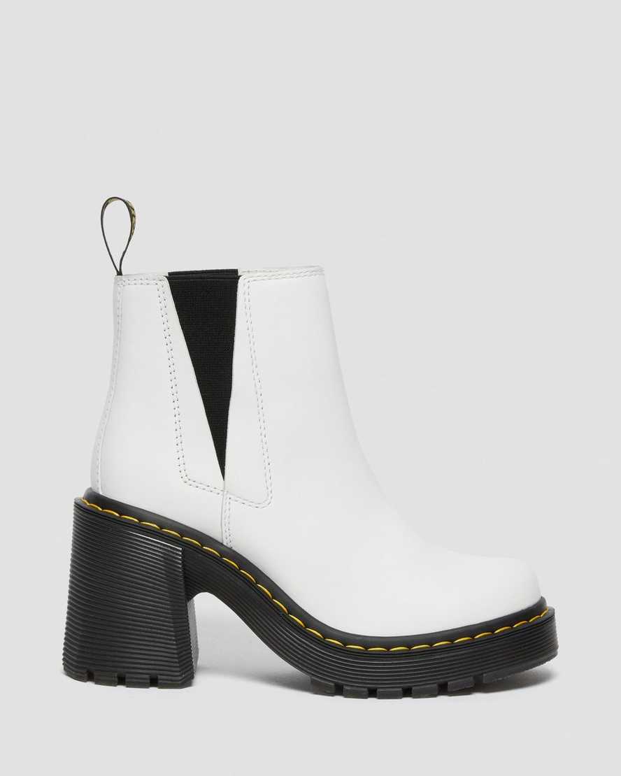 vita dr martens spence flared heel chelsea stövlar för dam