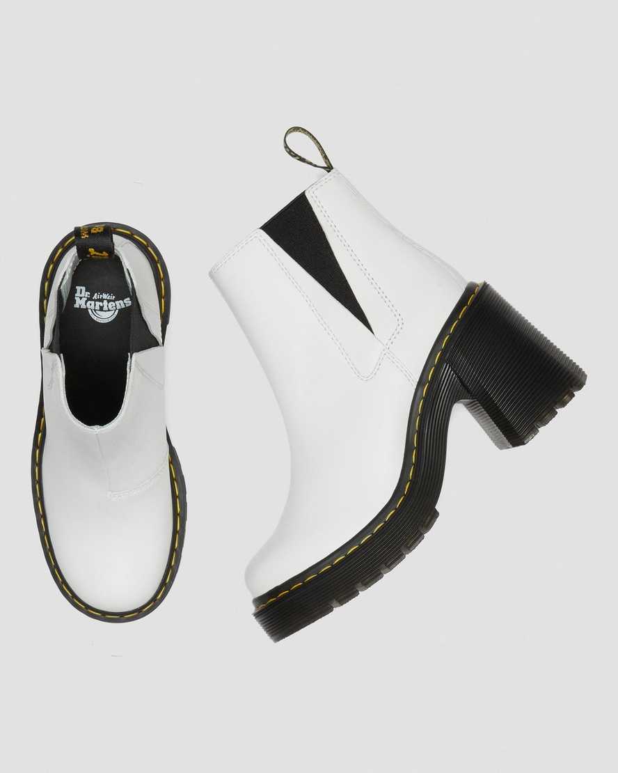 vita dr martens spence flared heel chelsea stövlar för dam