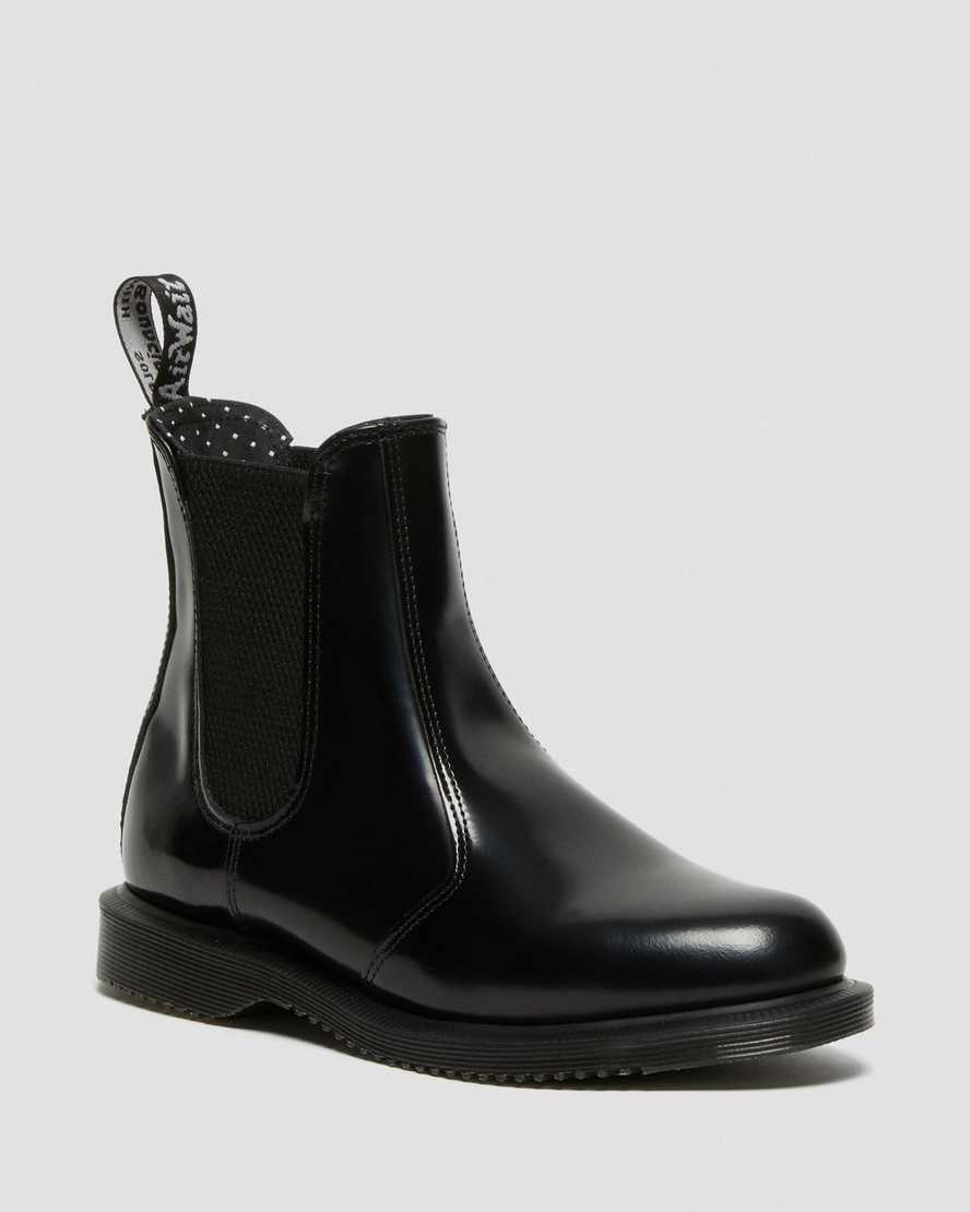 svarta dr martens flora smooth chelsea-stövlar för kvinnor