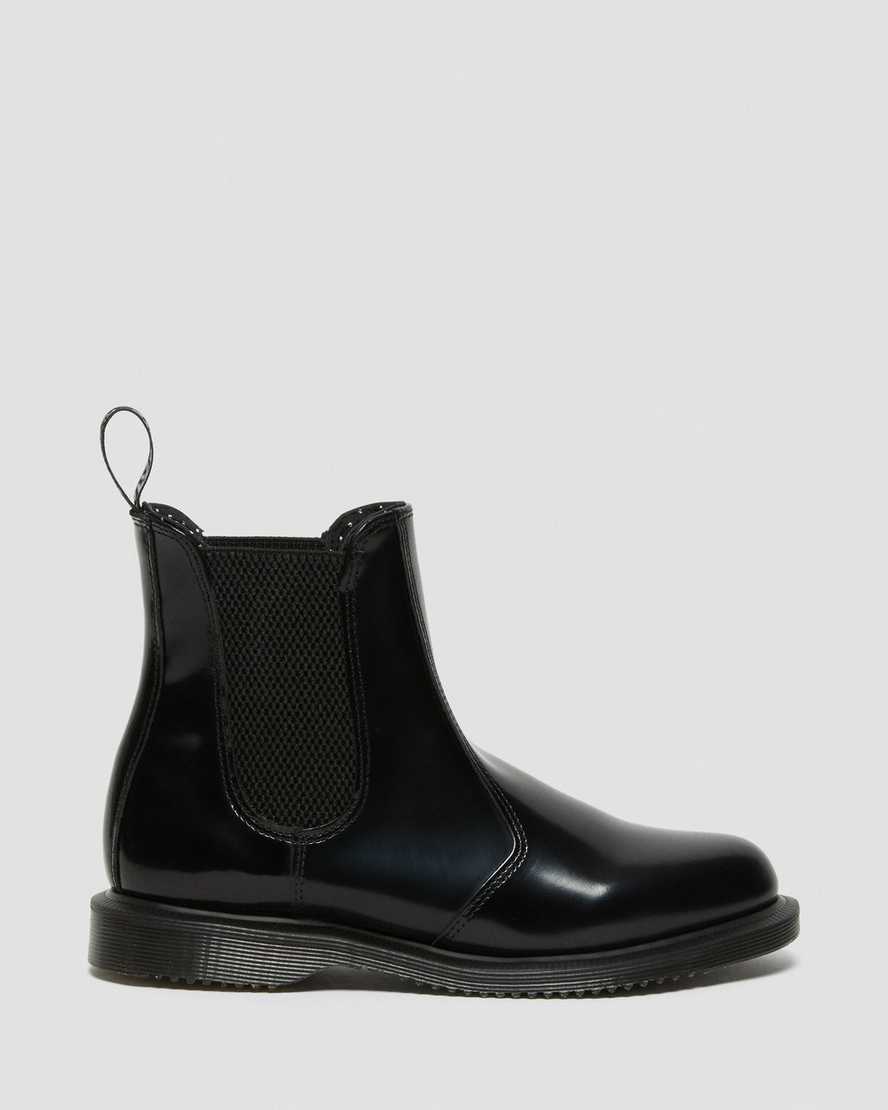 svarta dr martens flora smooth chelsea-stövlar för kvinnor