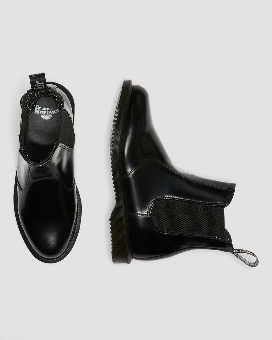 svarta dr martens flora smooth chelsea-stövlar för kvinnor