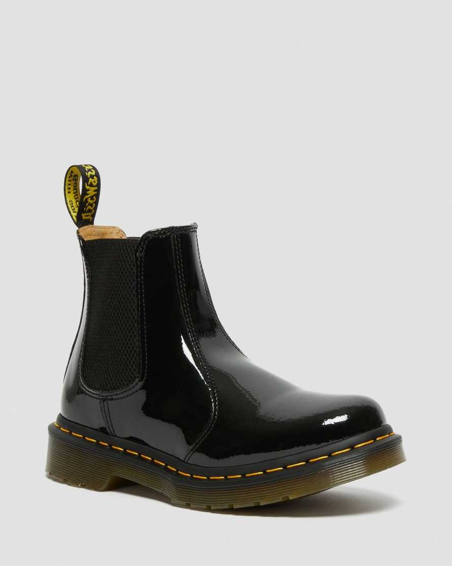 svarta dr martens 2976 patent chelsea stövlar för dam